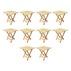 Kit 10 Mesas 70x70 De Madeira Dobravel Natural
