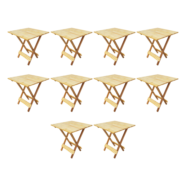Kit 10 Mesas 70x70 De Madeira Dobravel Natural