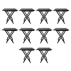 Kit 10 Mesas 70x70 De Madeira Dobravel Robust Preto