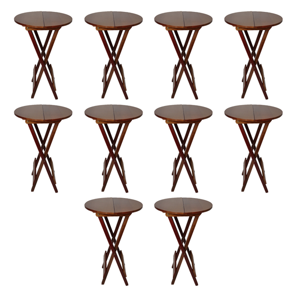 Kit 10 Mesas Bistrô De Madeira Dobravel Imbuia