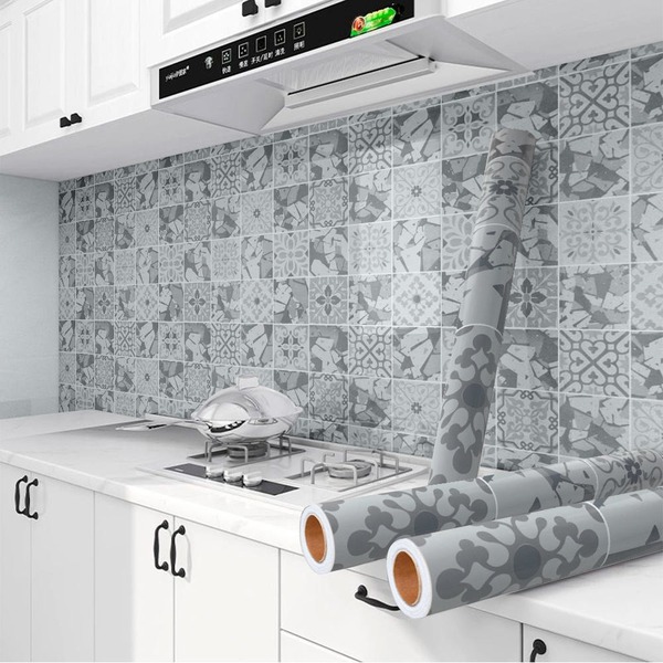 Kit 10 Metros De Papel De Parede Adesivo Azulejo Moderno Cinz