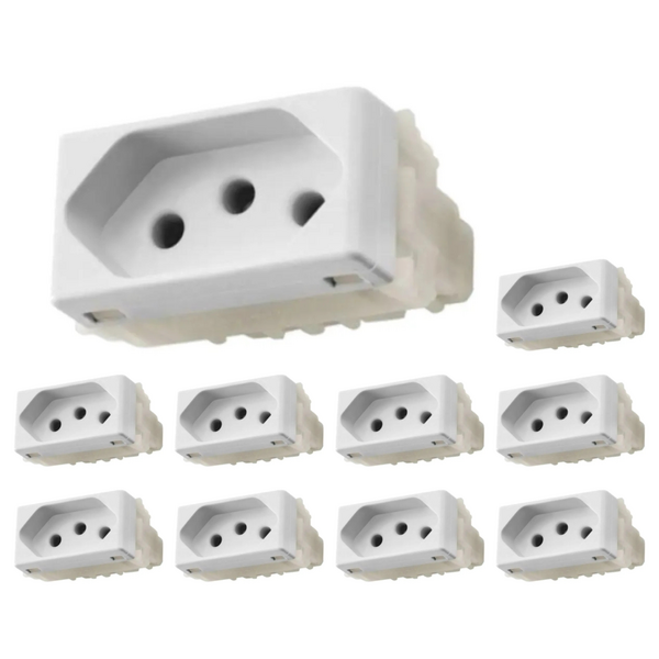 Kit 10 Módulos Tomada 2p+t 20a/250v Liz Branca Tramontina Cor