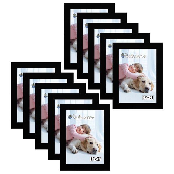Kit 10 Molduras Porta Retrato 15x21 Preto