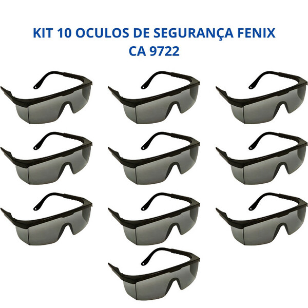 Kit 10 Óculos Segurança Fenix Proteção Uv Antirrisco Danny Ca