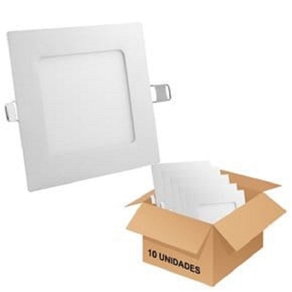 Kit 10 Painel Led Quadrado Embutir Branco 6500k   12w 18w  24