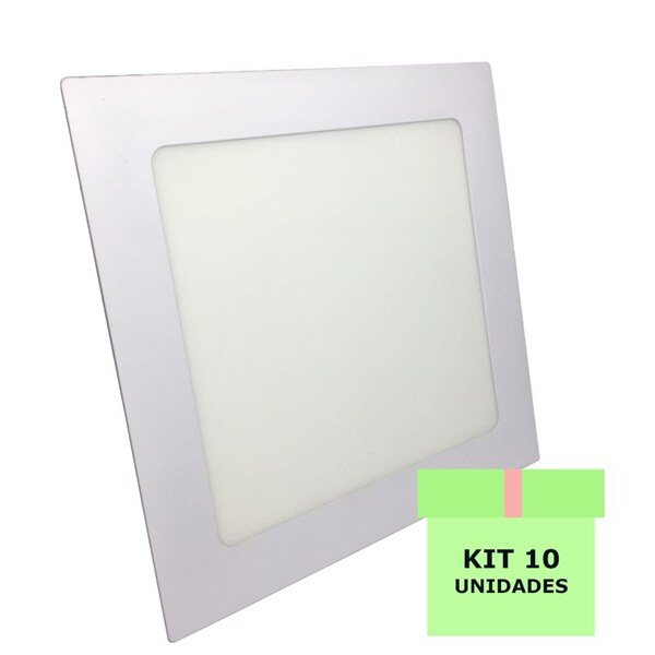 Kit 10 Painel Plafon 24w Led Quadrado Teto Embutir Branco Neu