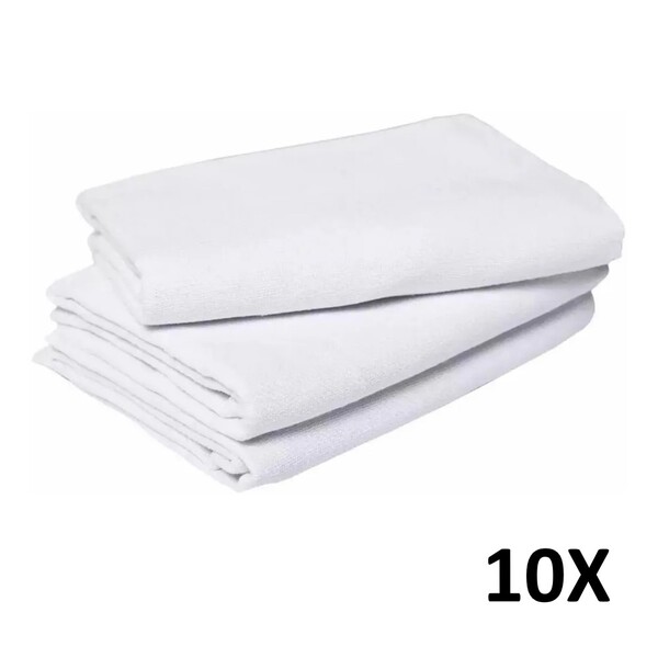 Kit 10 Pano De Chão Branco Alvejado P/ Limpeza Uso Geral