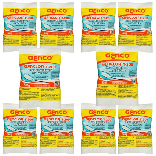 Kit 10 Pastilha Genco Genclor T 200g Para Piscina Genco