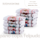 Kit 10 Pçs Pano De Copa Prato Para Cozinha Felpudo Com Barrad
