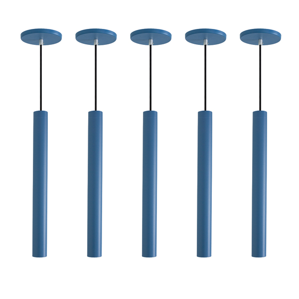 Kit 10 Pendente Luminária Tubo Azul 30 Cm + Lâmpada Led Branc