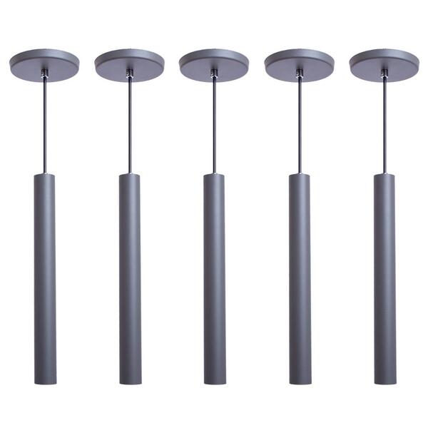 Kit 10 Pendente Luminária Tubo Cinza 30 Cm