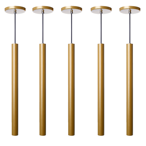 Kit 10 Pendente Luminária Tubo Dourado Fosco 50 Cm + Lâmpada