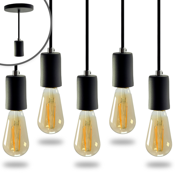 Kit 10 Pendente Soquete Copinho E27 Preto + Led St64