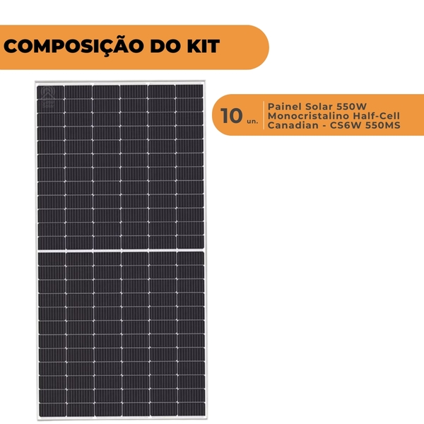 Kit 10 Placa Solar Canadian 555w Monocristalino - Cs6w 555ms