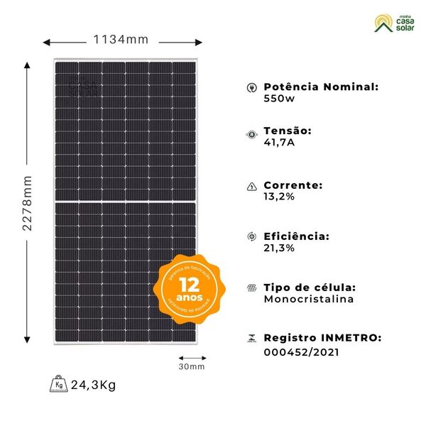 Kit 10 Placa Solar Canadian 555w Monocristalino - Cs6w 555ms