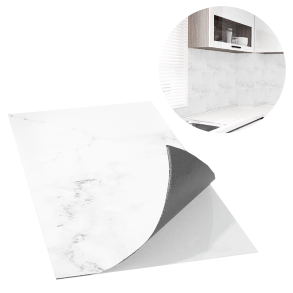 Kit 10 Placas Autocolante Revestimento Mármore Branco Fosco P