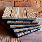 Kit 10 Placas Deck Madeira Com Base Plástica Friso Antiderrap