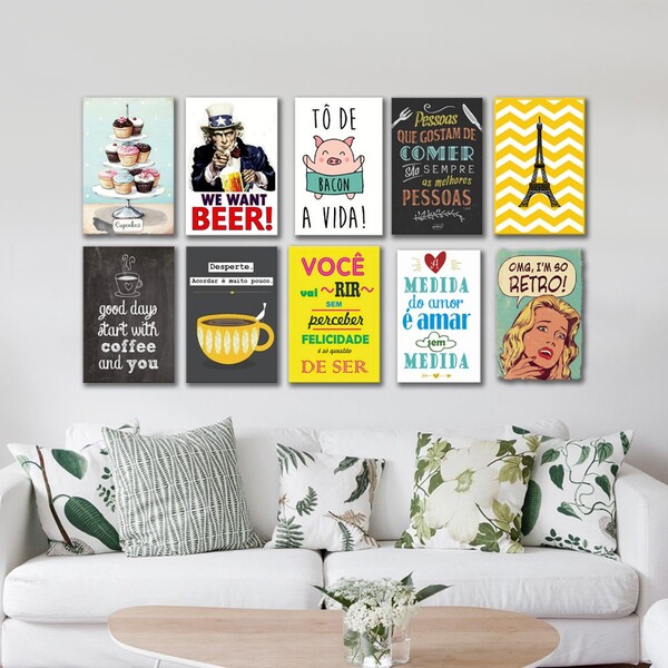 Kit 10 Placas Decorativas Diversos M5