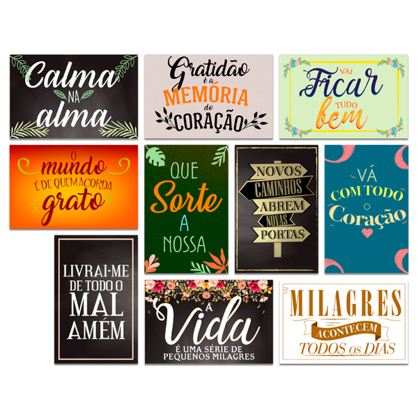 Kit 10 Placas Decorativas Frases Motivacionais 20x30 Cm