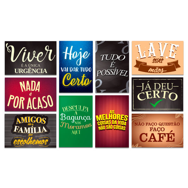 Kit 10 Placas Decorativas Frases Motivacionais Mdf 20x30 Cm