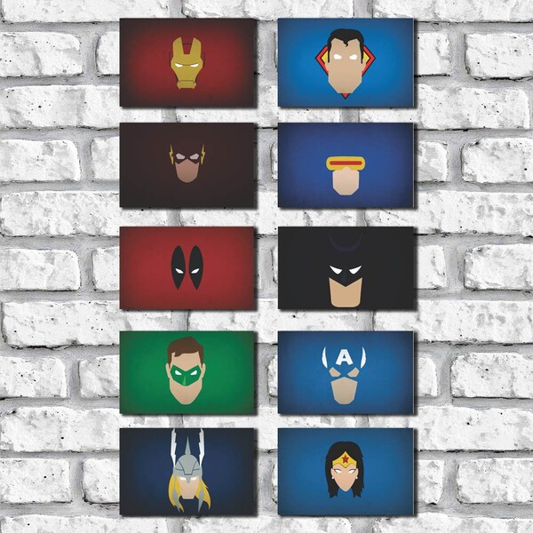 Kit 10 Placas Decorativas Heróis