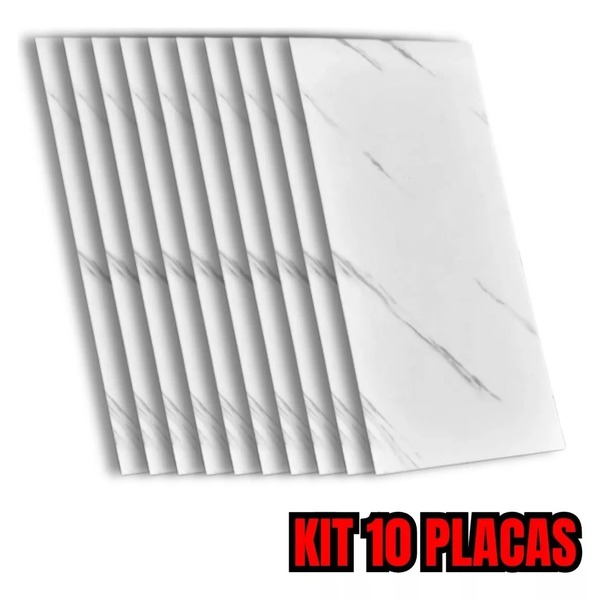 Kit 10 Placas Papel De Parede Marmorizada Cinza 30x60cm
