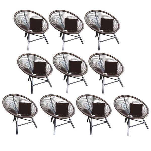 Kit 10 Poltrona Cadeira Corino Marrom