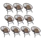 Kit 10 Poltrona Cadeira Jardim Varanda Suede Bege