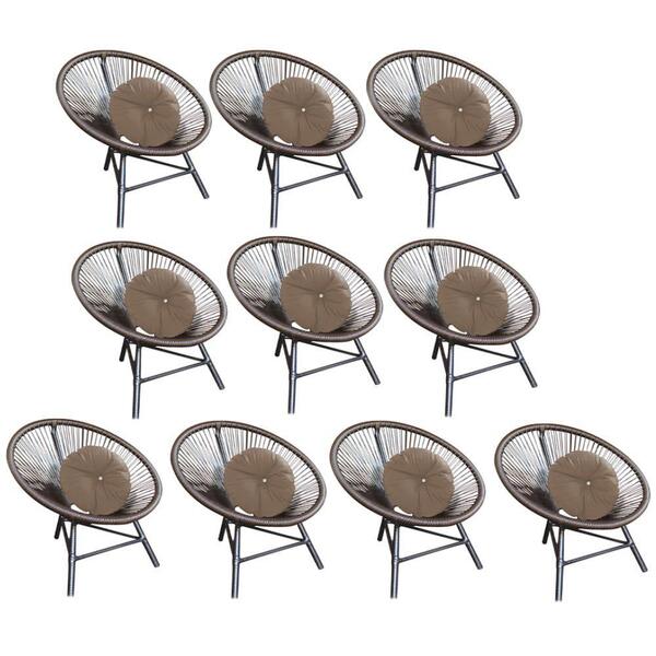 Kit 10 Poltrona Cadeira Jardim Varanda Suede Bege