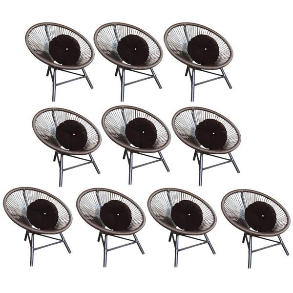 Kit 10 Poltrona Cadeira Jardim Varanda Suede Marrom