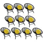 Kit 10 Poltrona Cadeira Suede Amarelo