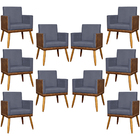 Kit 10 Poltrona Para Recepção Lis Corino E Suede Cores