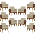 Kit 10 Poltrona Para Recepção Lis Corino E Suede Cores