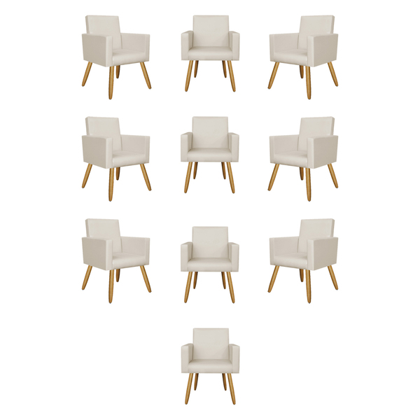 Kit 10 Poltronas Decorativa Cadeira Escritório Courino Courin