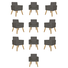 Kit 10 Poltronas Decorativa Cadeira Escritório Courino Courin