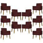 Kit 10 Poltronas Decorativas Para Sala Mari Suede Cores Pé Pa