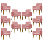 Kit 10 Poltronas Decorativas Para Sala Mari Suede Cores Pé Pa