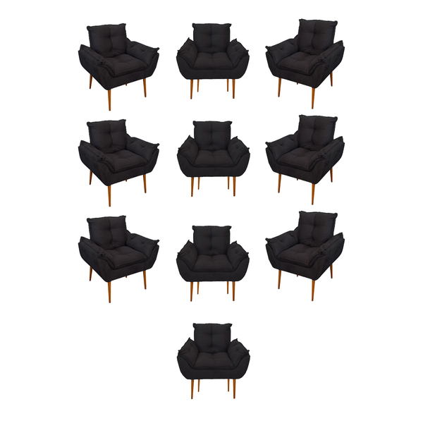 Kit 10 Poltronas Opala Sala Quarto Recepção Salão Preta