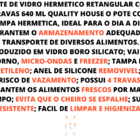 Kit 10 Pote Hermético De Vidro Retangular 640ml