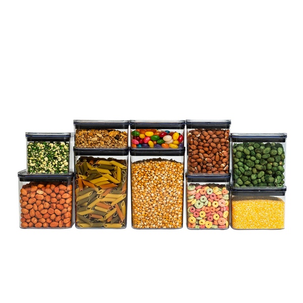 Kit 10 Potes De Acrílico Com Tampa Herméticos Quadrados - Tüd