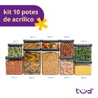 Kit 10 Potes De Acrílico Com Tampa Herméticos Quadrados - Tüd