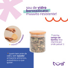 Kit 10 Potes De Vidro 200ml Tampa De Bambu Herméticos Redondo