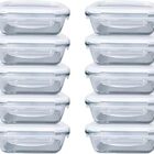 Kit 10 Potes Herméticos De Vidro Retangulares, 370ml, Com Tam