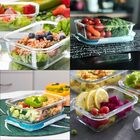 Kit 10 Potes Herméticos De Vidro Retangulares, 370ml, Com Tam