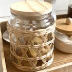 Kit 10 Potes Herméticos Vidro Com Sisal Tampa Madeira Wolff