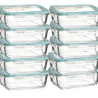 Kit 10 Potes Retangulares 370ml De Vidro Fechamento Hermético