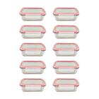 Kit 10 Potes Vidro Hermético Borosilicato Tampa Travas Silico