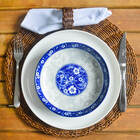 Kit 10 Pratos Fundos Blue Garden 19cm Lyor