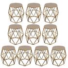 Kit 10 Puff Banqueta Aramado Luna Hexágono Base Dourado Corin