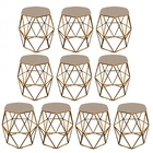 Kit 10 Puff Banqueta Aramado Luna Para Penteadeira Hexágono B